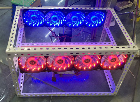 Free shipping!!The rack of Ethereum miner with four LED fans suitable for Ethereum miner 120M.